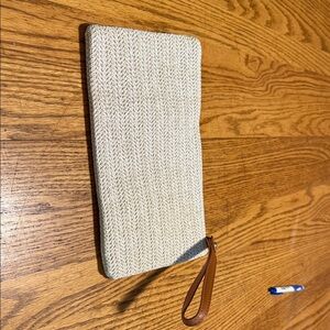 Chic Cream Wristlet with Tan Strap